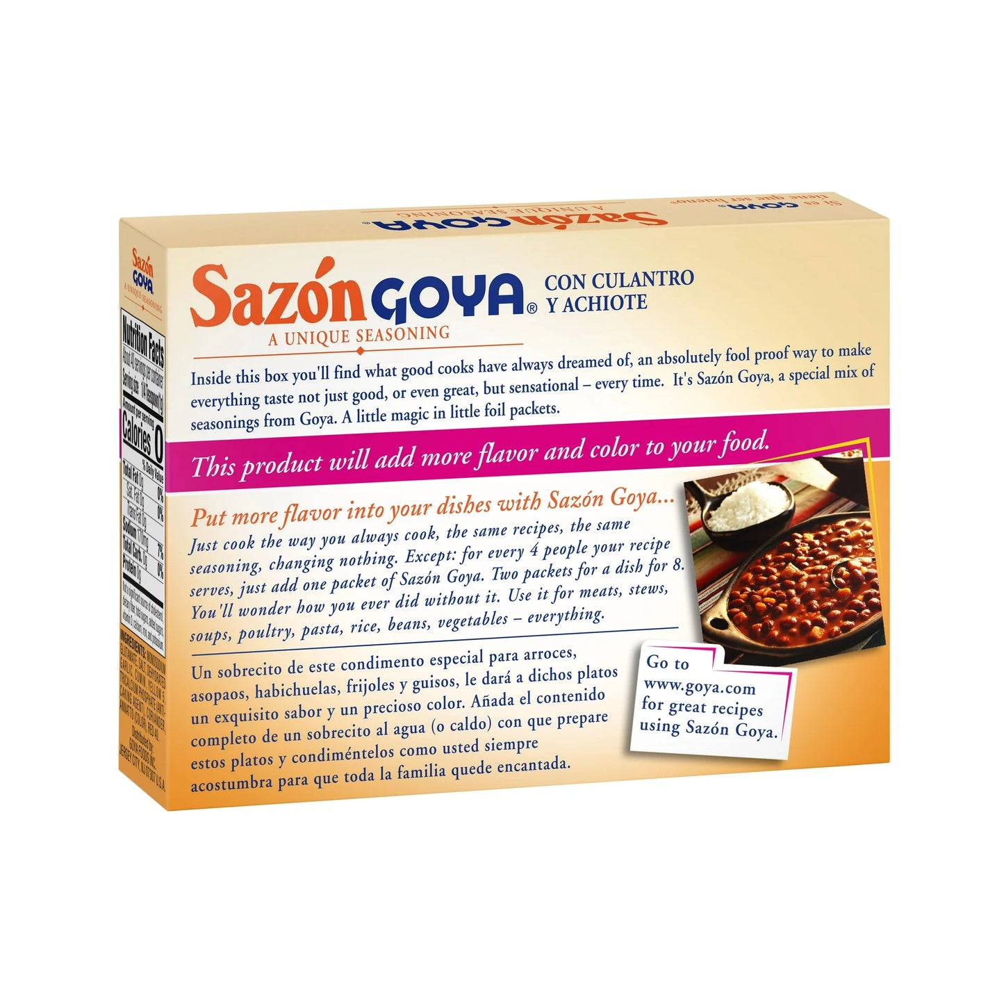 GOYA | Sazón con cilantro y achiote | 8 Packets (1.41 oz / 40 g)