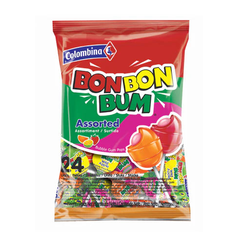 Bon Bon Bum | Surtido (Assorted) Filled Lollipops | 24 Units